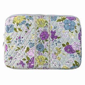 Vera Bradley 17" Quilted Laptop Sleeve Case Watercolor Gray Purple Floral Zipper